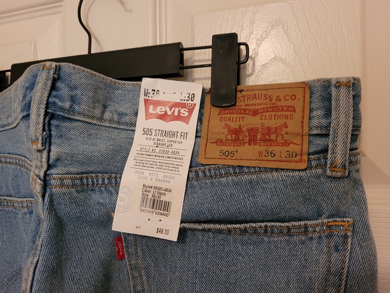 Levi's Men's 505 Regular Fit Straight Blue Jeans Light Wash 36x30 NWT Cotton gallery