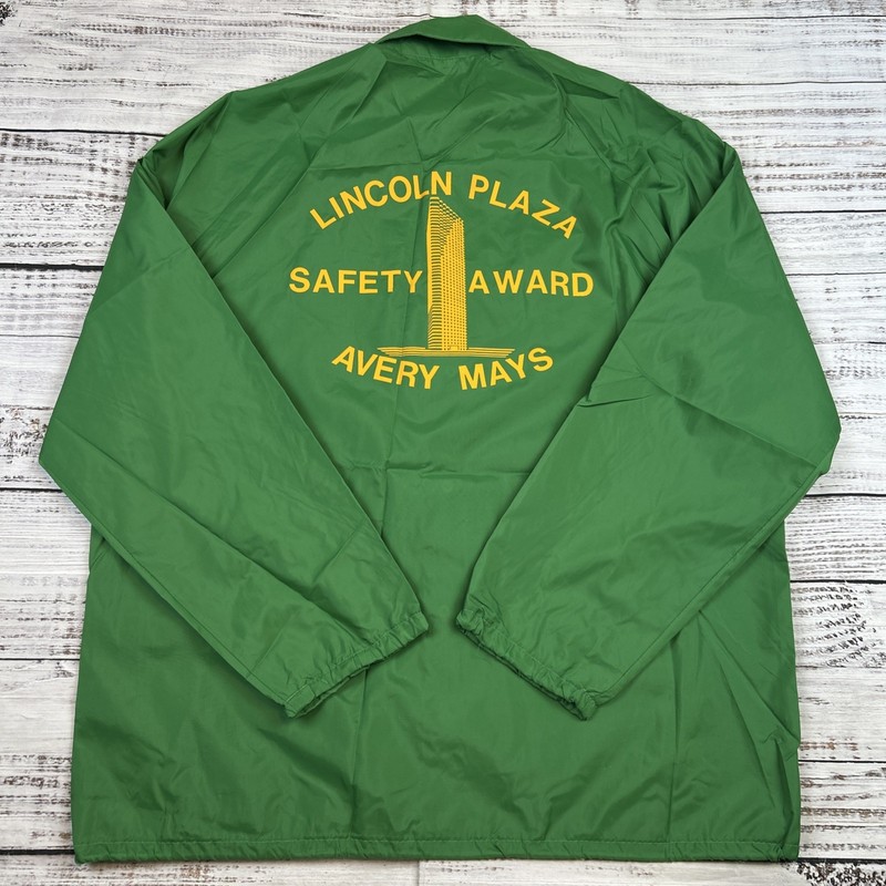 VTG Lincoln Plaza Jacket Pla-Jac Dunbrooke Mens L Green Windbreaker Safety Award