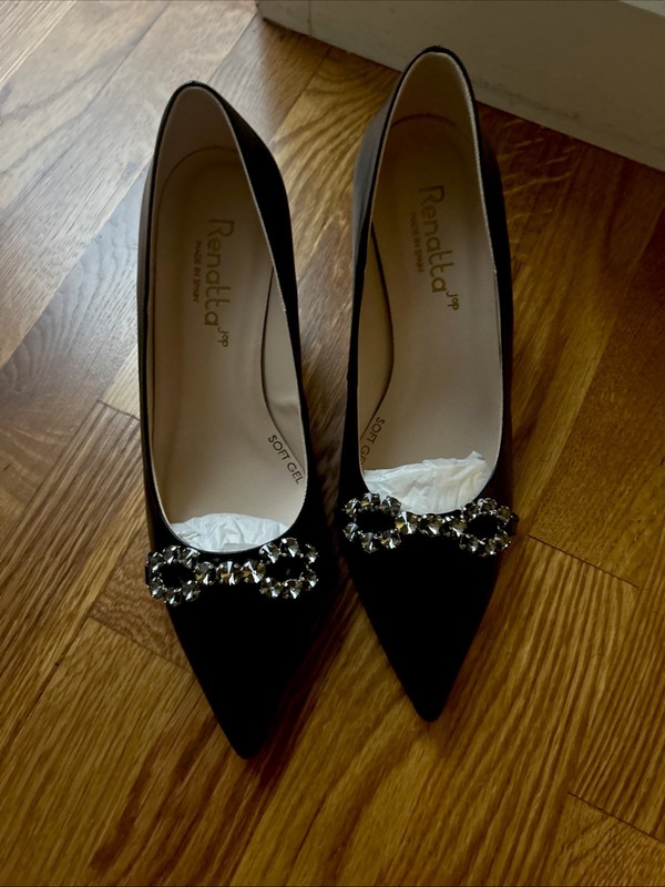 RENATTA JOP Women’s Leather Dress Pumps Bling Hardware Size 8 NIB Made In Spain