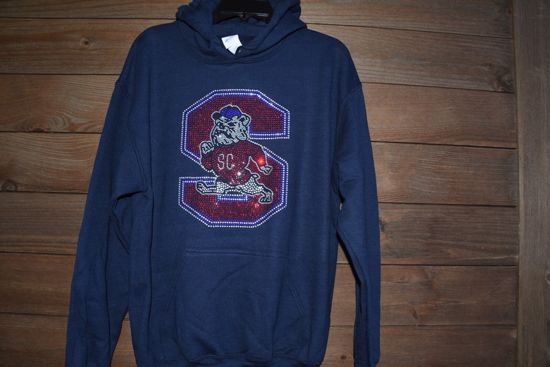 SC State Bulldogs rhinestone hooded sweatshirt hoodie size Medium navy blue