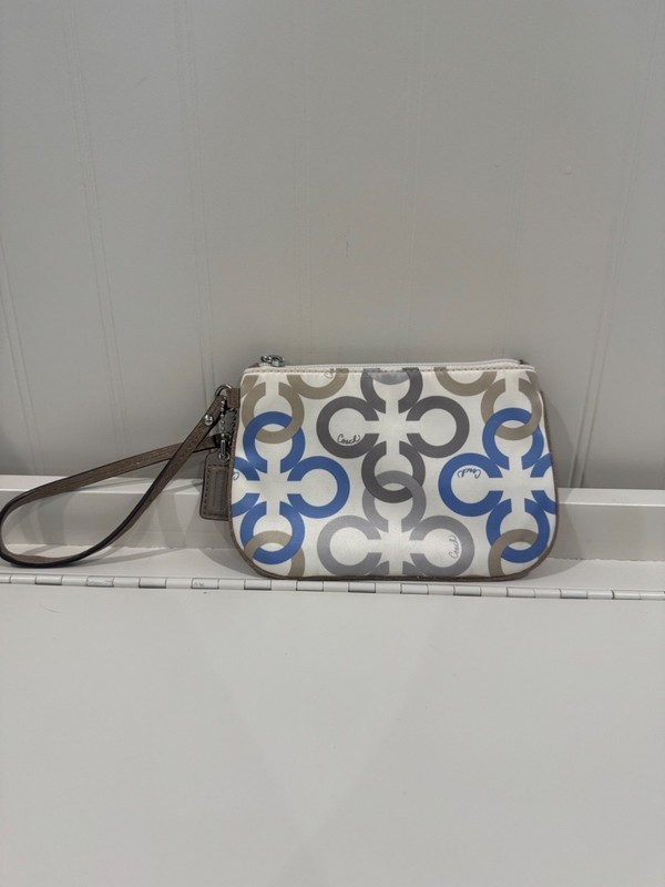 Coach F48898 Clover Print Satin Wristlet in Cream / Neutral Colors gallery