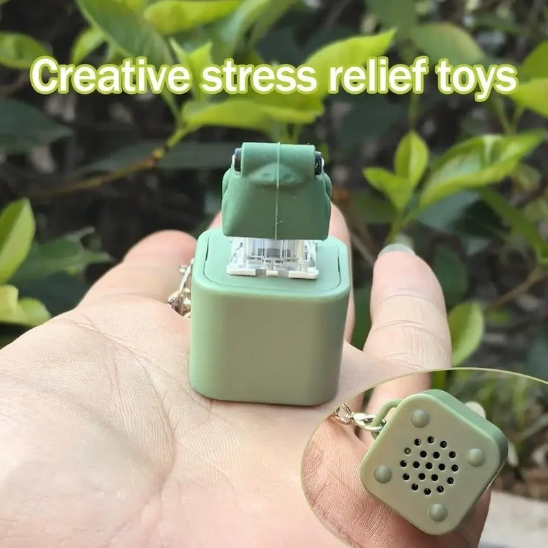 Frog Knocking Toy Frog Keyboard Keychain Decor Emit Light And Sound Pendant TL gallery