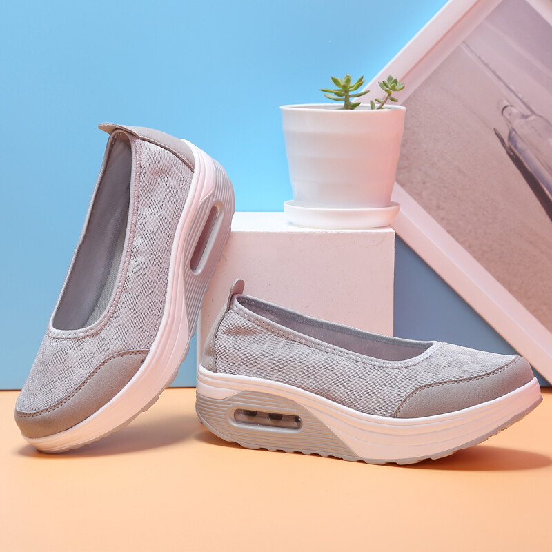 Women Walking Shoes Slip On Comfort Sneakers Casual Jogging Wedge Comfort Loafer gallery