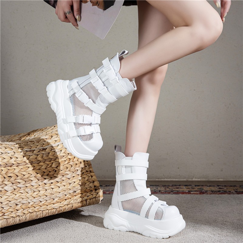 Summer Thick Soled Hollow Hole Mesh Cool Boots Womens Punk Breathable Shoes New gallery