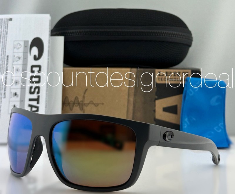 Costa Del Mar Broadbill 06S9021-36 Sunglasses Matte Gray Green Mirror 580G Lens