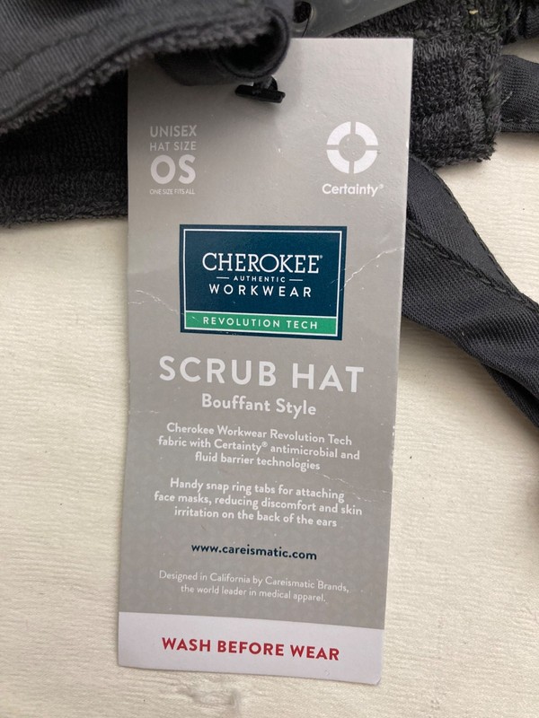 Cherokee Scrubs, Bouffant Style OS Scrub Hat Cap, Pewter Color WW508AB, 5 Pack gallery