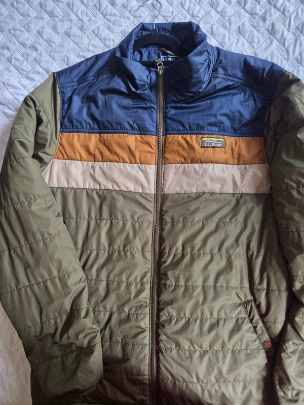 LL Bean Mountain Classic Puffer Jacket Mens XXL Colorblock Insulated Full Zip