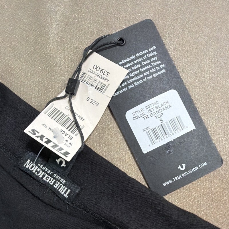 True Religion Jet Black Bandana Top Stretch Womens S 207740 perfect for summer gallery