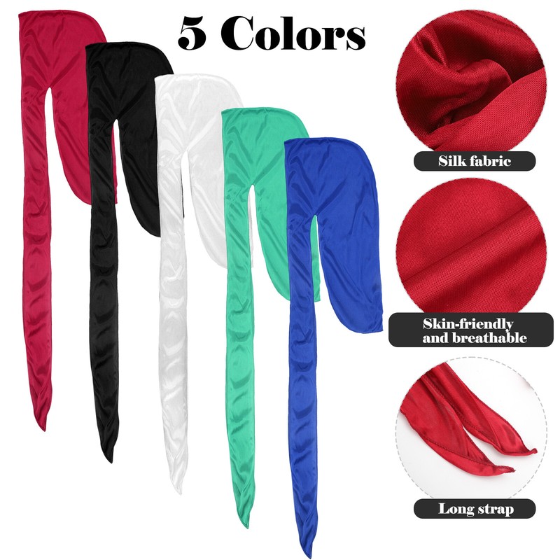 5 PCS Solid Color Universal Women's Men's Cooling Durag for Daily & Party Wear gallery