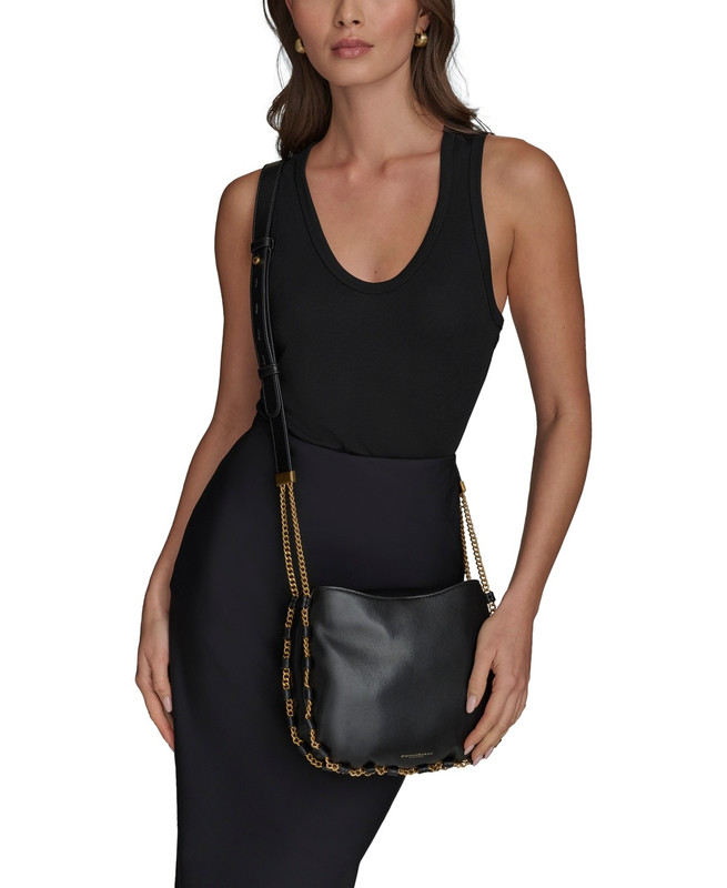 $248 Donna Karan New York Batiste Leather Triple Compartment Crossbody Black gallery