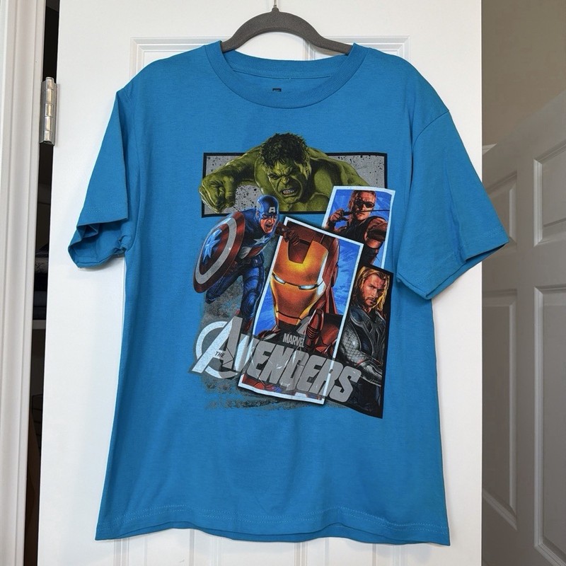 Marvel Avengers Graphic T Shirt Blue 100% Cotton Tagged XL Fits Medium