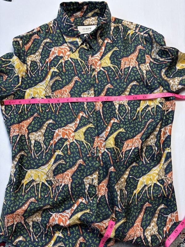 J. Crew Collection Giraffe Print Silk Twill Button Up Shirt Size 0 Long Sleeve gallery