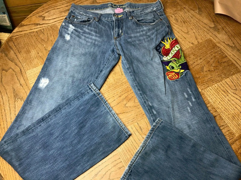 American Republic Denim Jeans Womens Size 29 Light Wash Love Patch embroidery