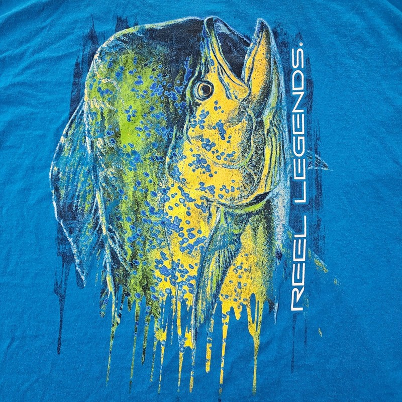 Reel Legends Florida Fish Blue Short Sleeve Cotton T-Shirt Men's 2XL gallery