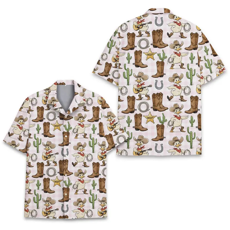 Cowboy Duck Funny Sheriff Duck Western Farm Animal Aloha Summer Hawaiian Shirt