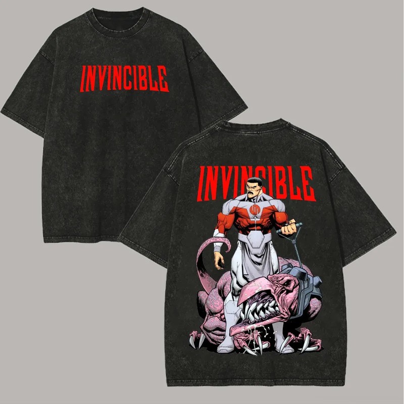 Invincible Vintage Comic Superhero Graphic T Shirt Streetwear Tee