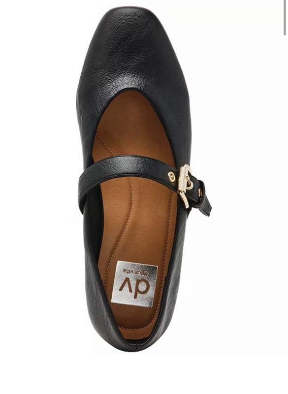 DV by Dolce Vita Women's NWT with Gold Buckle Mary Jane Flats- Black- Size 7.5 gallery