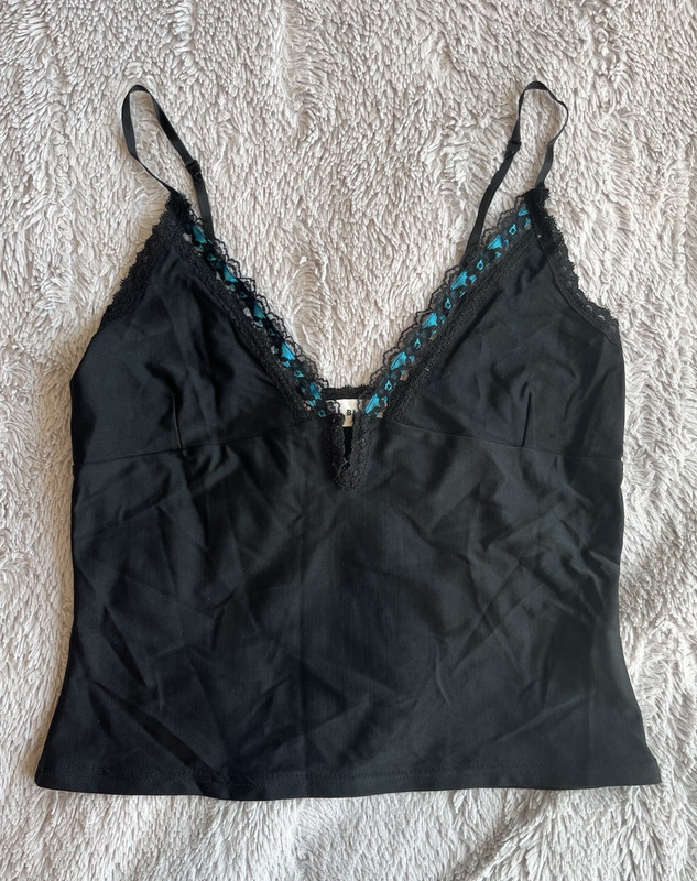 Vintage Y2K - Contrast Ribbon and Lace Trim Cami Top - RESTIR: Le Ciel Bleu gallery