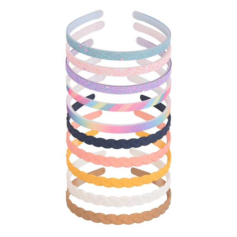 Headbands for Girls,Two Styles Glitter and Braided Headband Colorful Headband…