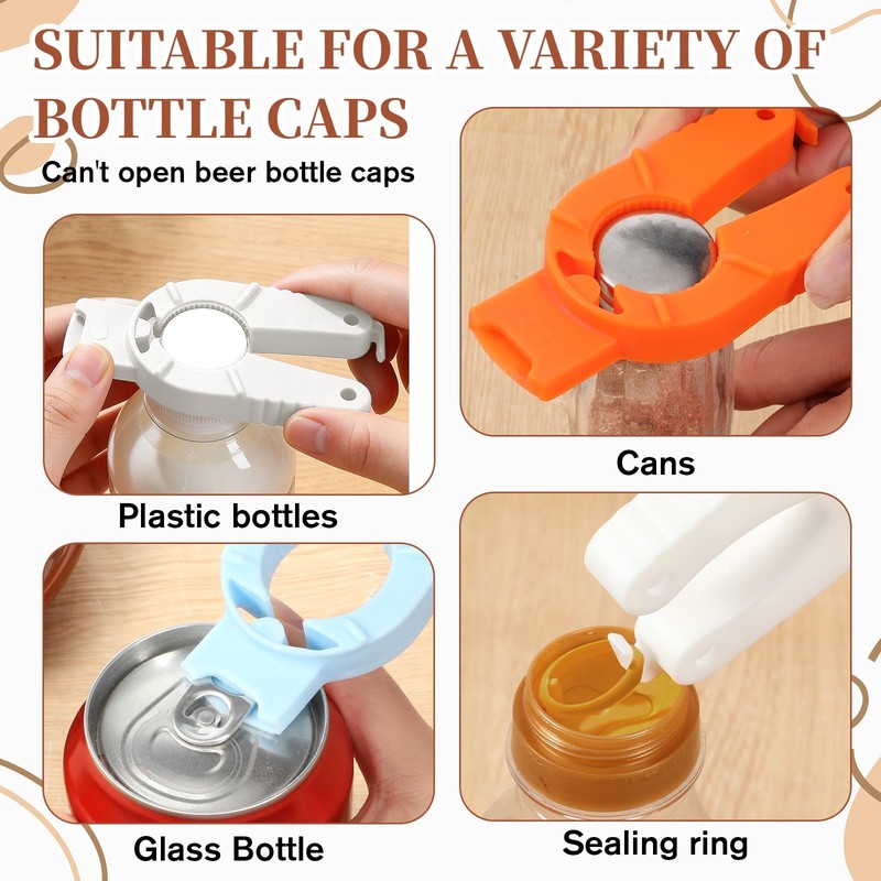 3Pcs Water Bottle Opener, Multifunctional Plastic One Size, Bule White Orange gallery