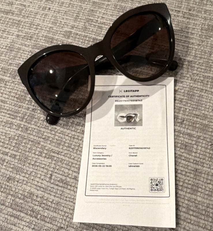 Chanel 5315-A Oversized Black Full Rim Plastic Sunglasses Brown Tinted UV400