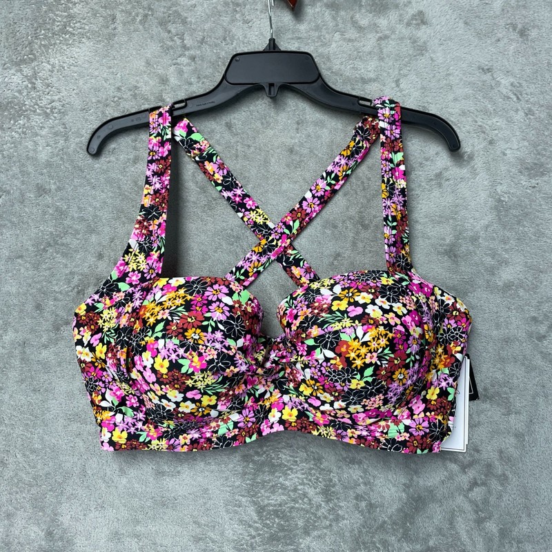 Salt & Cove Women’s Plus 20/22 Floral Crisscross Back Bikini Top e1392