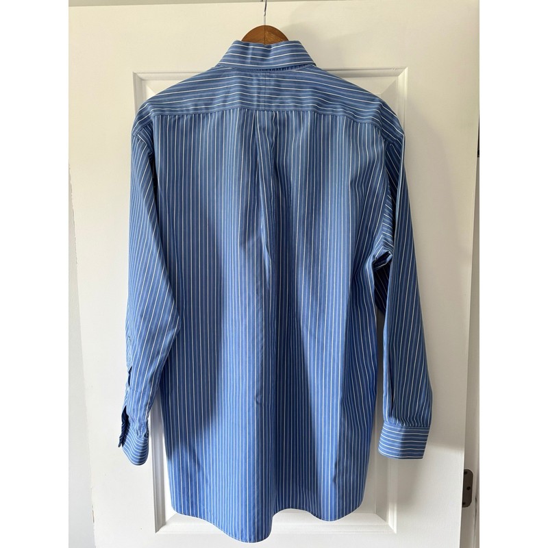 Jos. A. Bank Button Down Shirt Mens 16.5-34 Blue Striped Traveler Cotton Office gallery