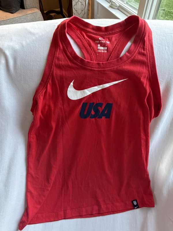 Nike Dri-FIT Women’s Racerback Tank USA Theme Red Solid Scoop Neck Size S