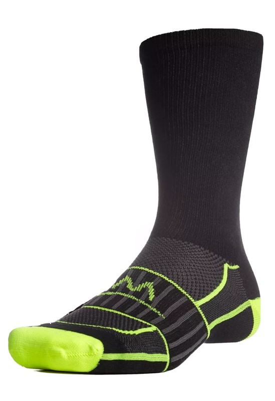Mission Men’s Vaporactive Crew Socks, Made in USA, 3 PAIR Black and Green