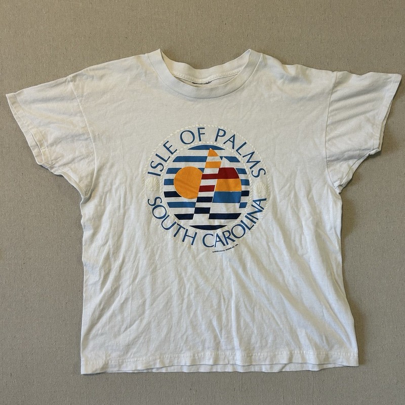 Vintage 90s Isle of Palms Beach Crop Style Shirt Medium Sailing South Carolina