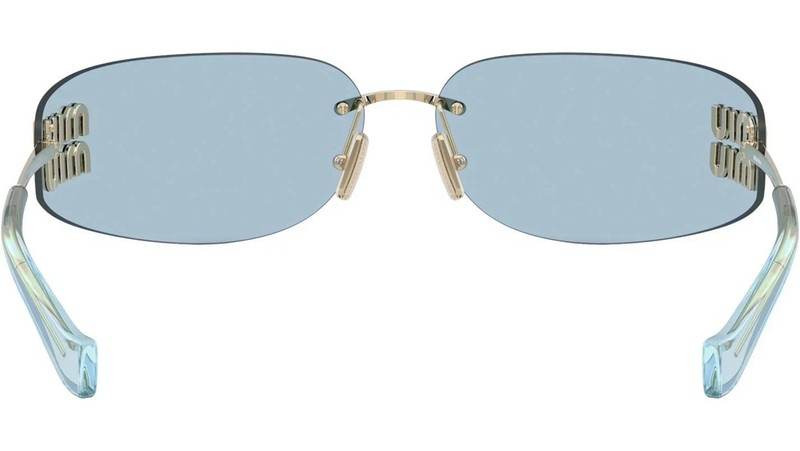 MIU MIU MU A51S ZVN10P Gold Light Blue Lens Women's Sunglasses New 75mm gallery