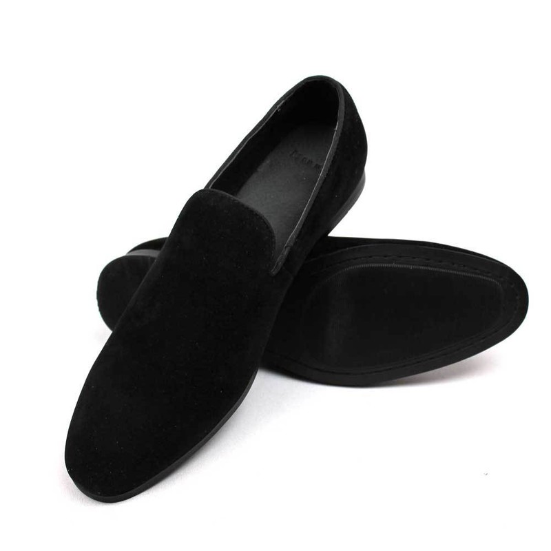 Black Mens Dress Shoes Slip On Suede Loafers Modern Denim Friendly By AZAR MAN