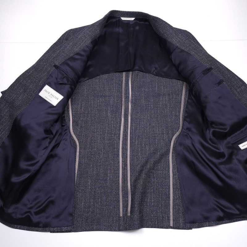 Jack Victor Midland Textured Sport Coat Mens 42S Blue Charcoal Blazer Jacket gallery