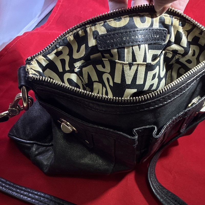 Marc by Marc Jacobs Black Logo Crossbody Bag, Zip, Detachable Strap gallery