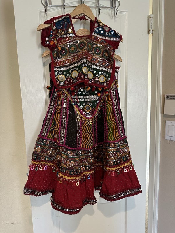 Preowned Girl COTTON Black INDIAN CHANIYA CHOLI NAVRATRI GARBA LEHENGA DANDIYA