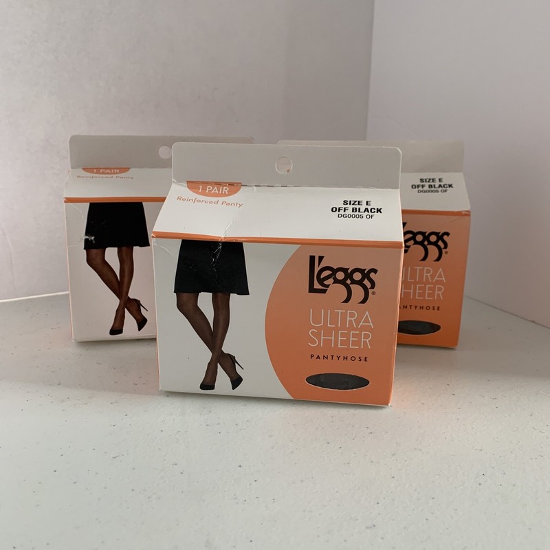 Leggs Ultra Sheer Reinforced-Panty Hose DG0005 Off-Black E-3 Pair