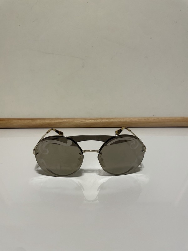 Authentic PRADA Sunglasses- 65TS Pale Gold Frame Silver Mirror Lens gallery