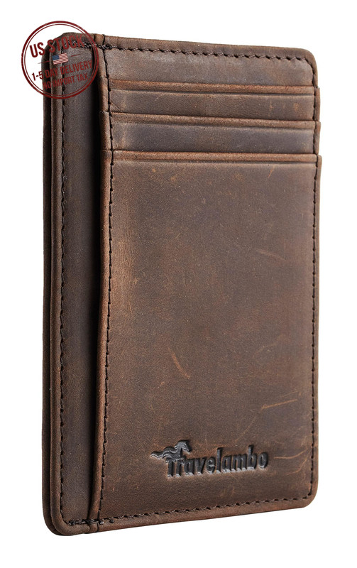 Slim RFID Leather Wallet for Men, Minimalist Front Pocket – Father’s Day Gift