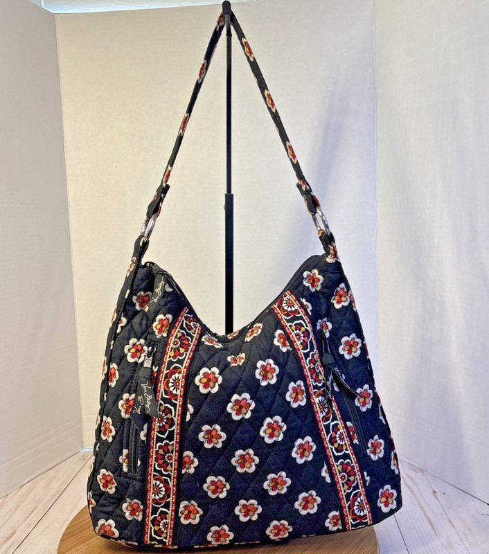 VERA BRADLEY Pirouette Lisa B Handbag Floral Black Shoulder Purse Single Strap