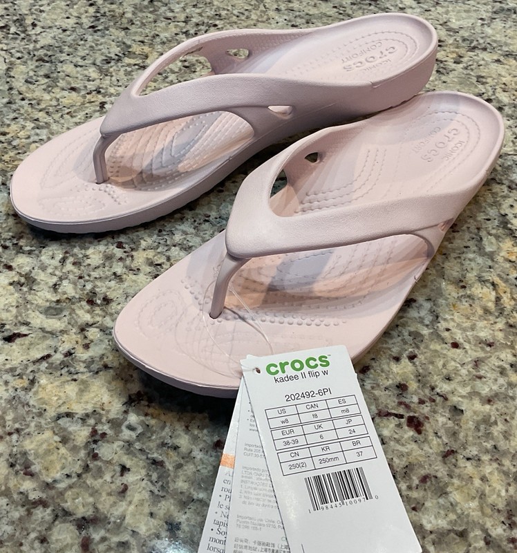CROCS Women’s Sz 8/EUR 38 – 39 Kadee II BARELY PINK Flip-Flop 202492-6PI NWT