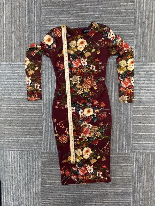 Single Los Angeles Floral Bodycon Midi Dress Womens Burgundy gallery