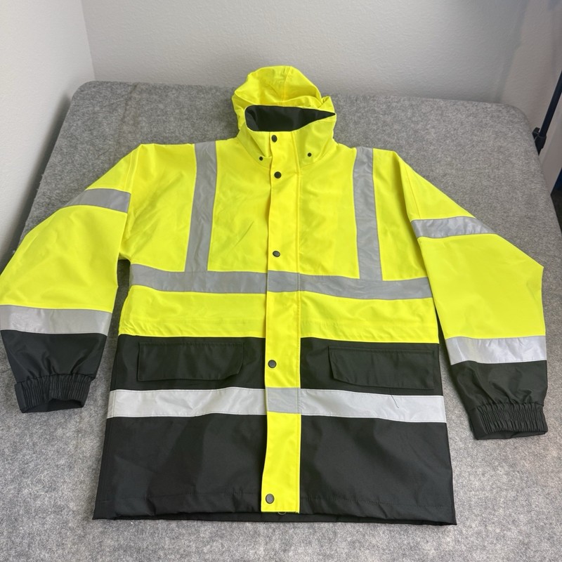Class 3 Hi Vis High Visibility Waterproof Safety Jacket Large Work Hooded Type R