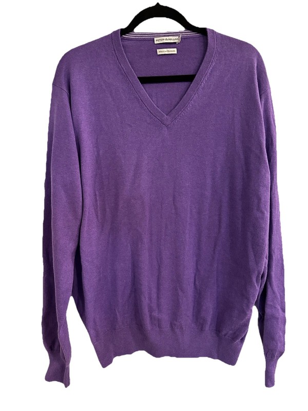 Peter Millar Cashmere Blend Ribbed V-Neck Pullover Sweater Purple Men’s size L