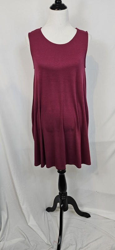 Zenana Premium Women’s Shift Dress Sleeveless Knee Length Pockets Stretch L