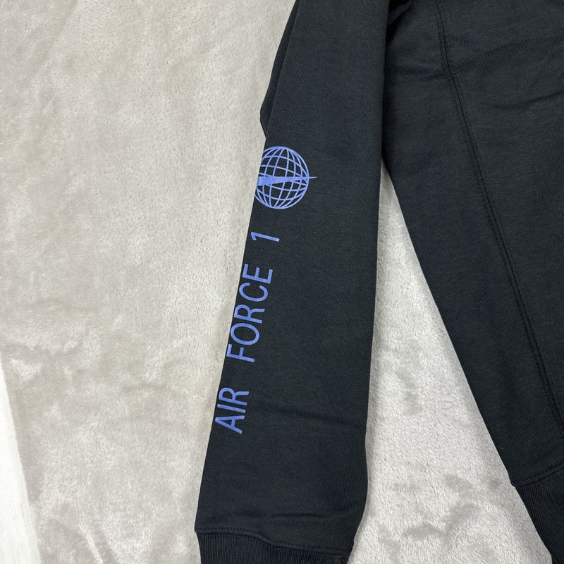 Nike Air Force 1 Hoodie Men's Size M Black Spell Out Pullover AF1 DX1084-010 gallery