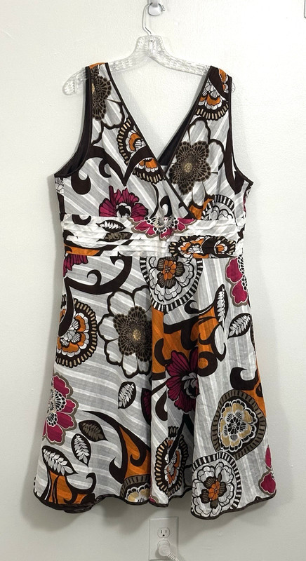 Cato Women Fit Flare MIDI Dress 3X Boho Floral Abstract Multicolor V Neck Office