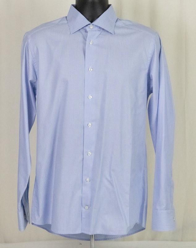 Mint ETON Powder Blue Geometric Pattern Slim Fit SHIRT EU40 15.75 x 35