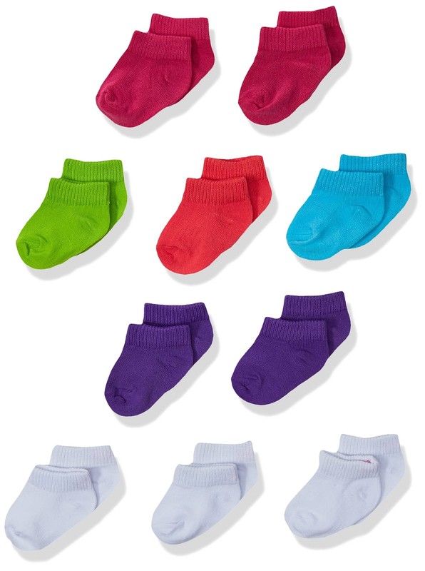 Hanes Baby Girls’ Toddler Low Cut Socks 10 Count (Pack of 1) 4-5T, Assorted