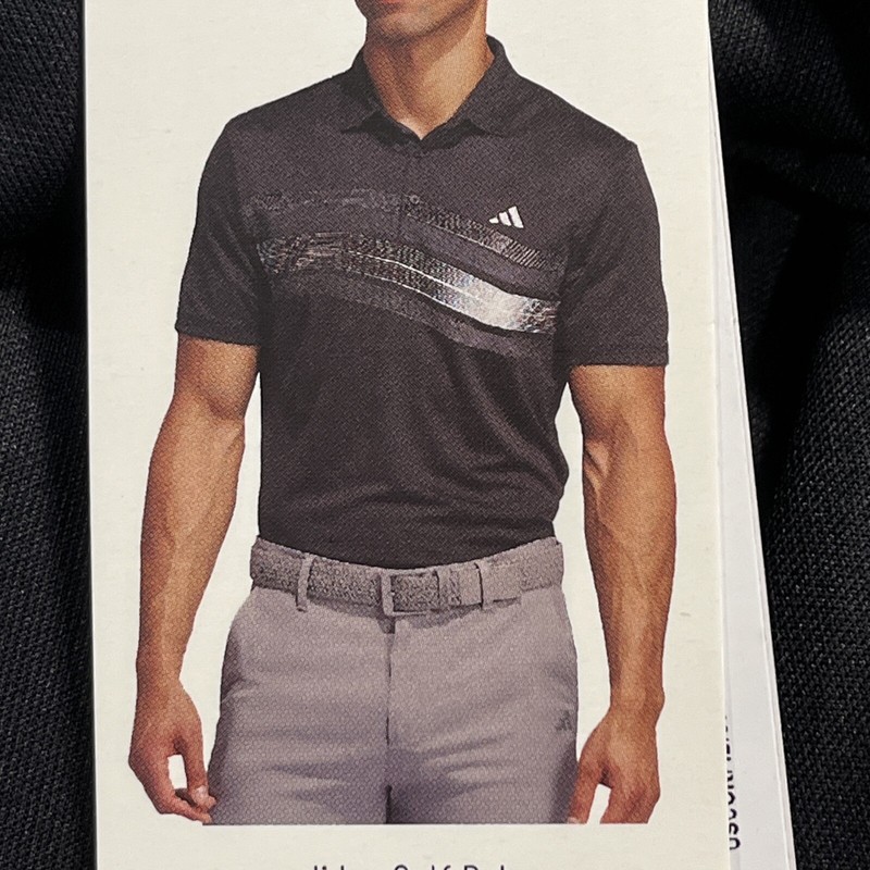 adidas Golf Polo Shirt Men Large Black Core Chest Stripe Short Sleeve Classic