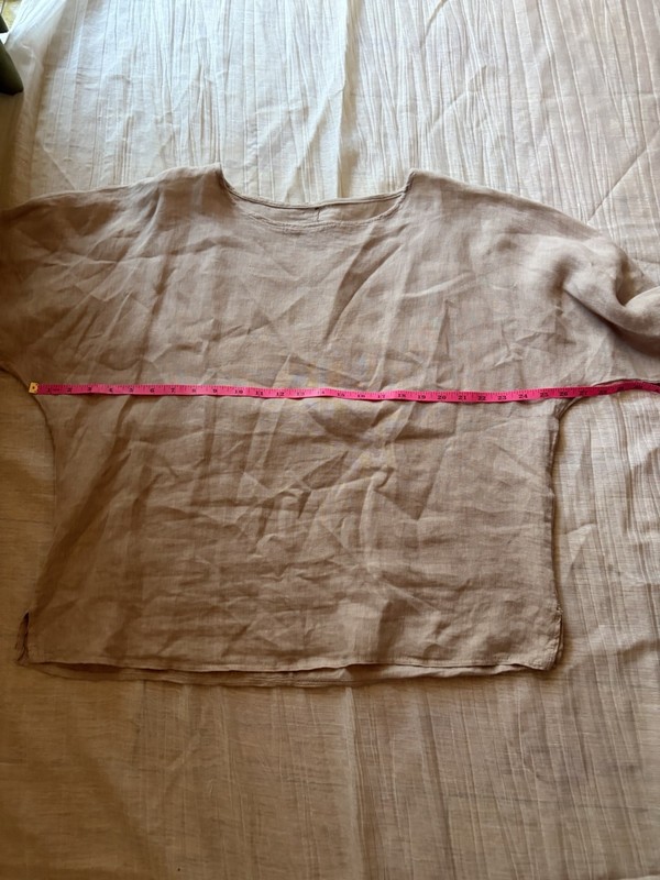 Beige Italian Linen Blouse Long Slve Women Reg. One Size (US 6-12) Lagenlook gallery